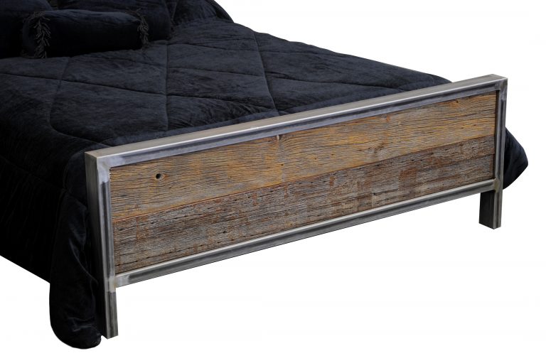 Rustic Industrial Metal And Wood Bed Four Corner Furniture Bozeman MT