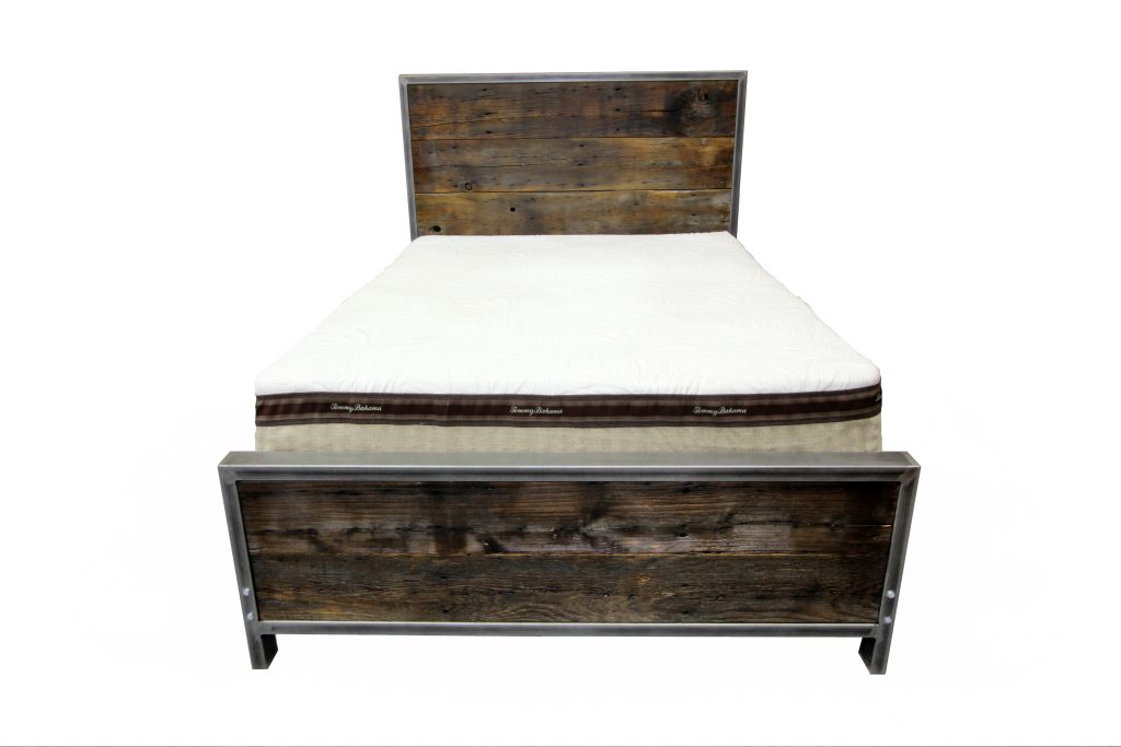 Rustic Industrial Metal And Wood Bed Four Corner Furniture Bozeman MT
