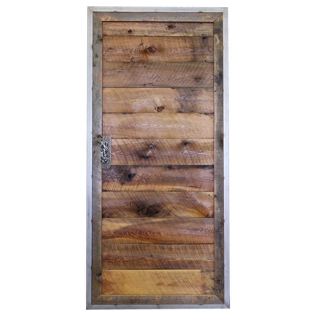 Industrial Metal And Reclaimed Wood Barn Door Four Corner Furniture