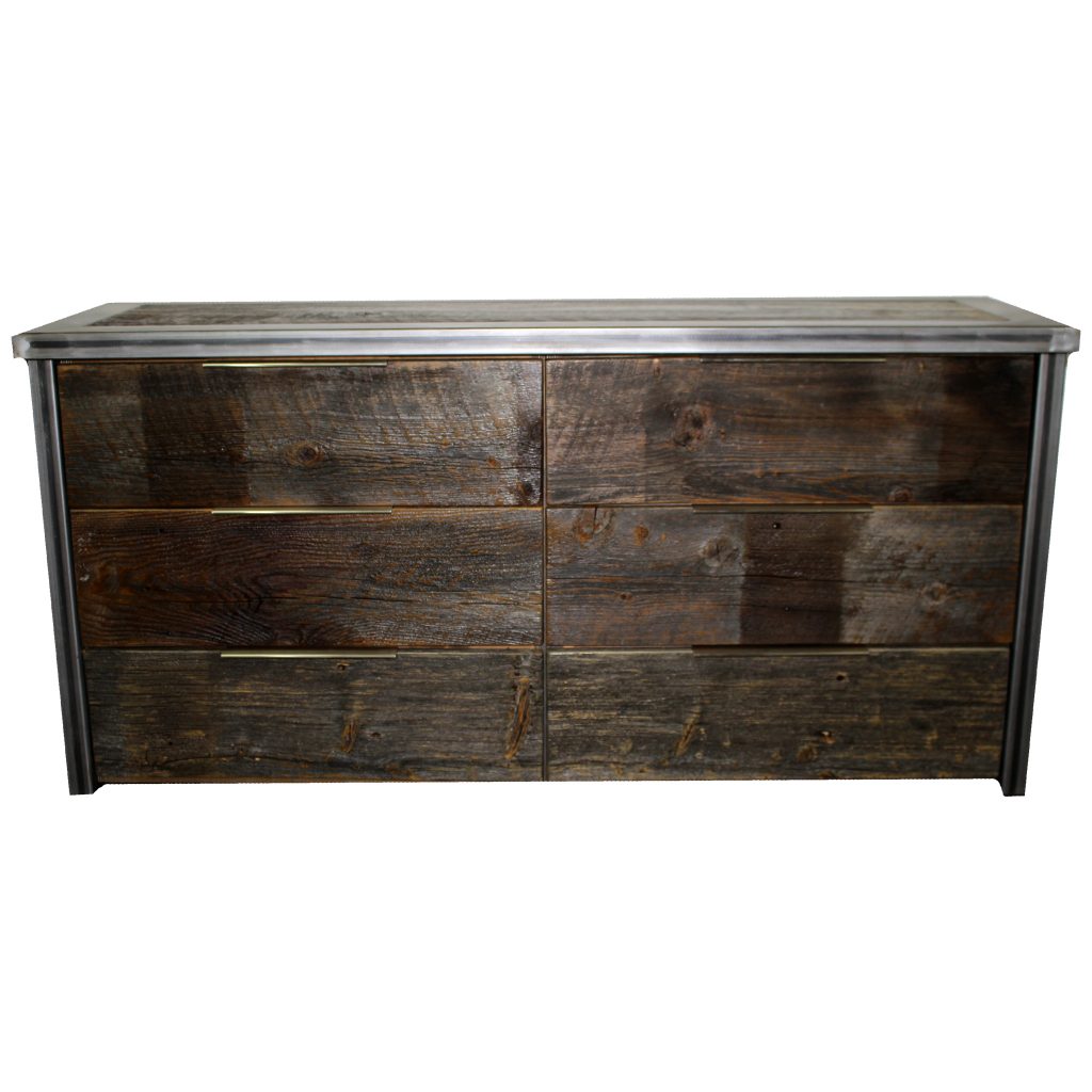 Modern Industrial Grey Metal And Reclaimed Wood Dresser | Four Corner ...