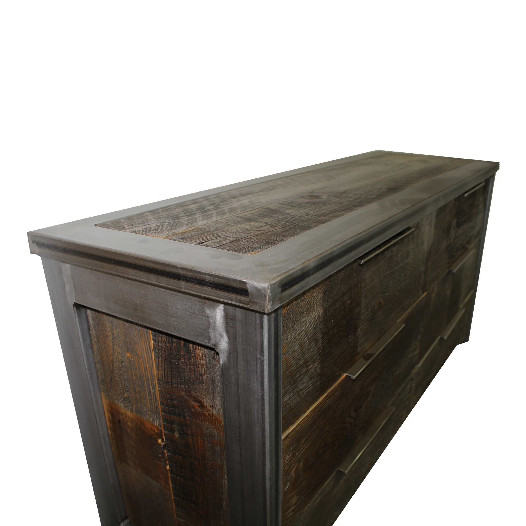 Modern Industrial Grey Metal And Reclaimed Wood Dresser Four