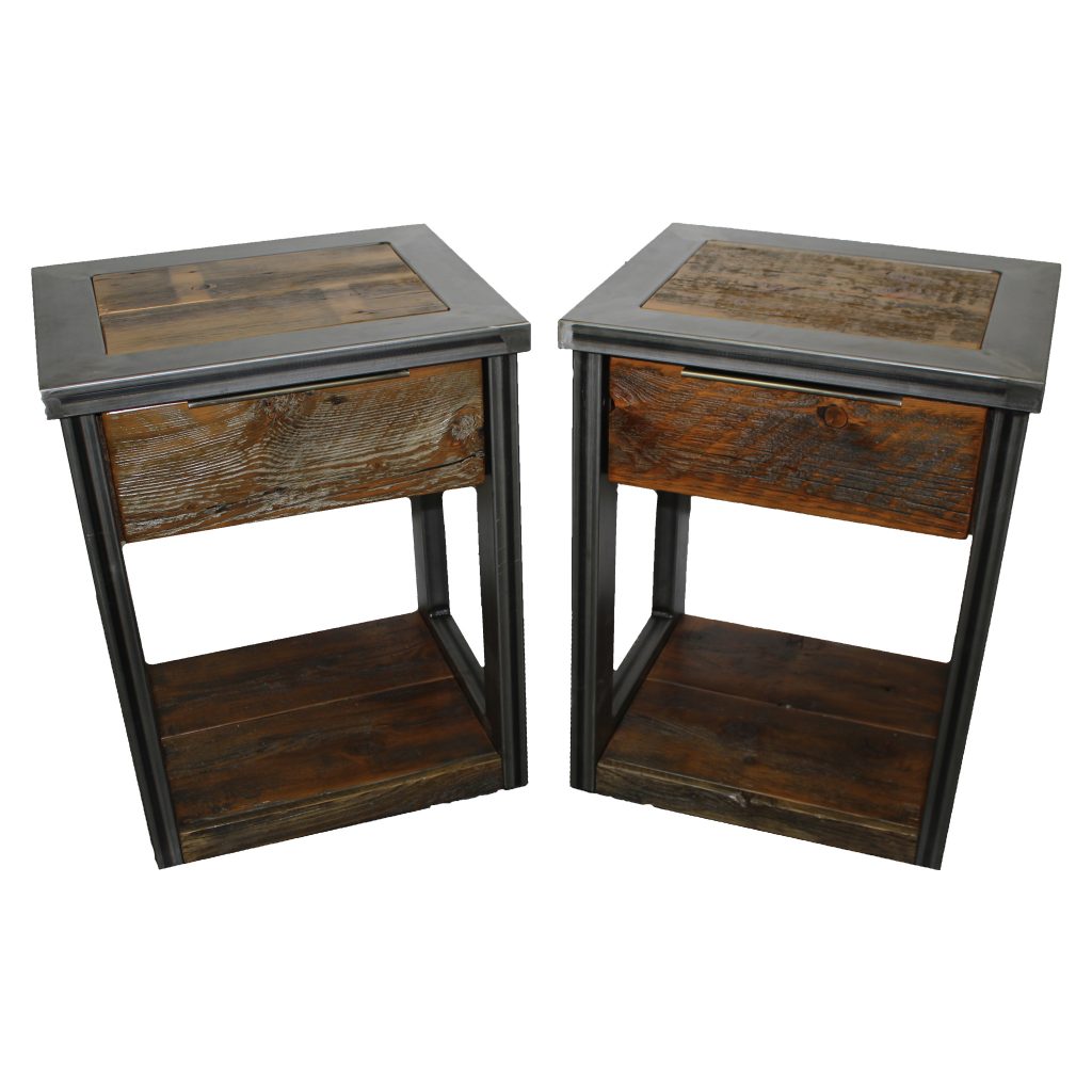 Modern Industrial Nightstand With Reclaimed Wood Four Corner