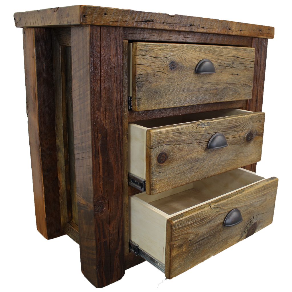 Rustic Wood Lodge 3 Drawer Nightstand Four Corner Furniture Bozeman MT