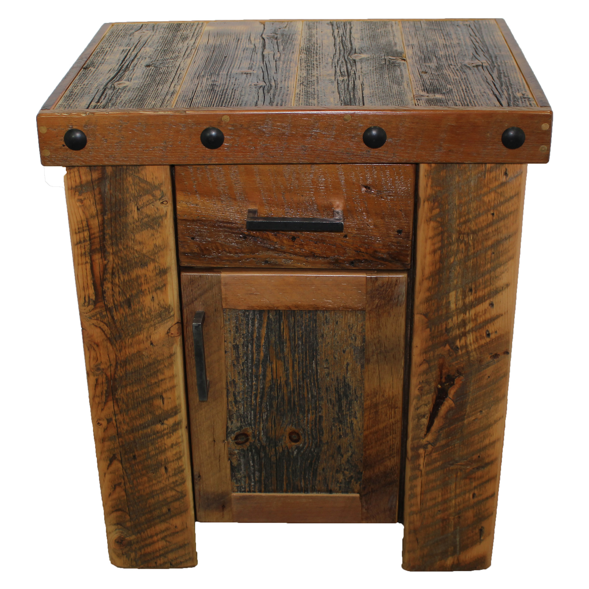 Reclaimed Wood Timber Cabinet Nightstand With Hidden Compartment