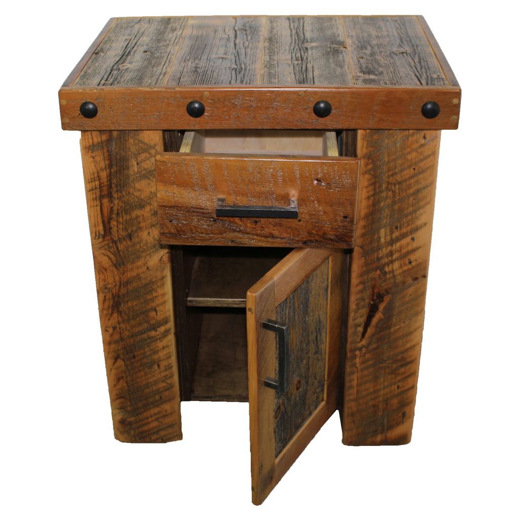 Reclaimed Wood Timber Nightstand With Hidden Compartment Four
