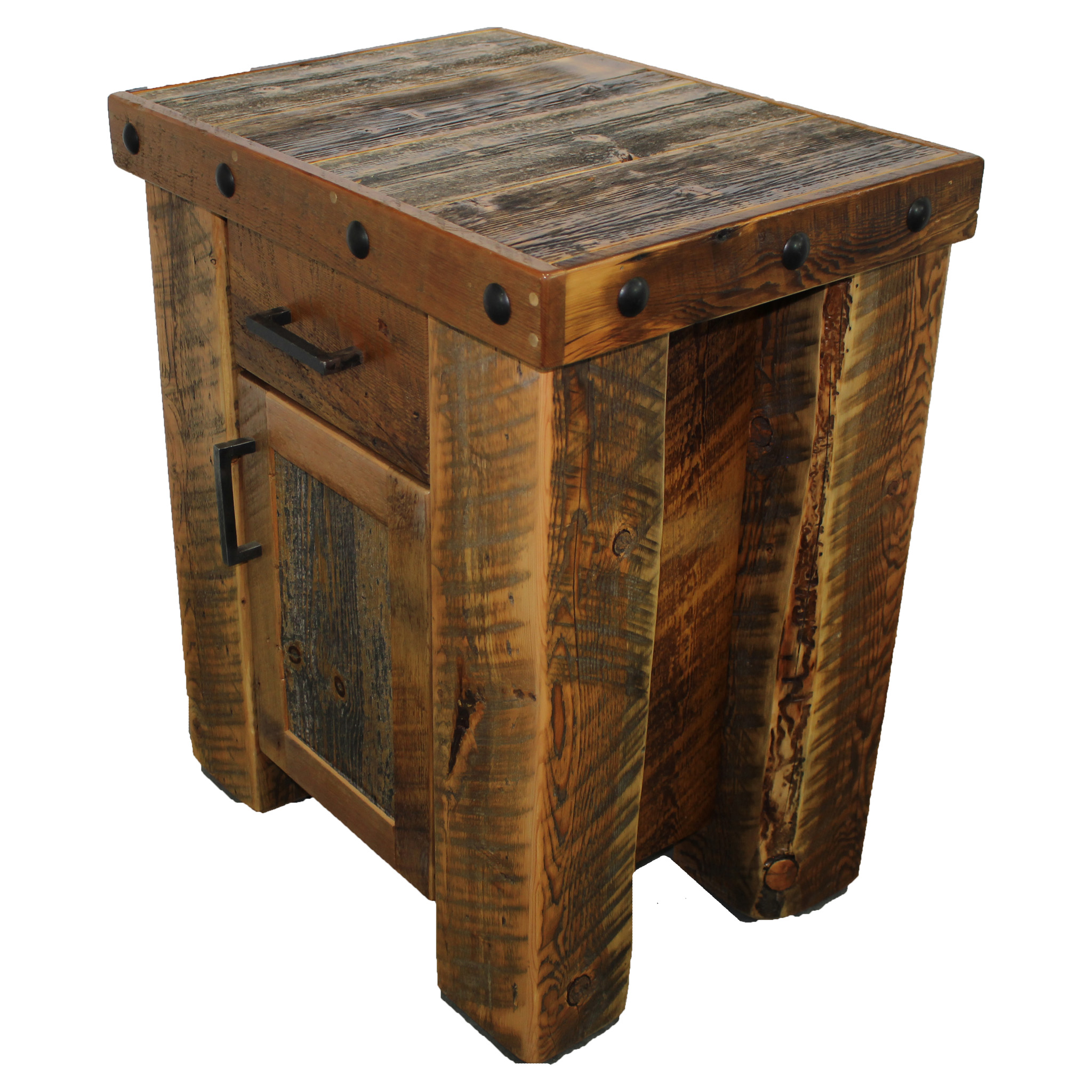 Reclaimed Wood Timber 1 Drawer Nightstand Four Corner Furniture