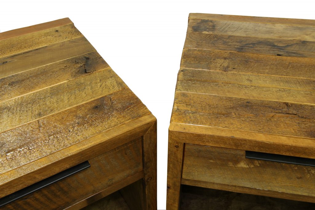 Modern Rustic Reclaimed End Table With Drawer Four Corner Furniture Bozeman MT