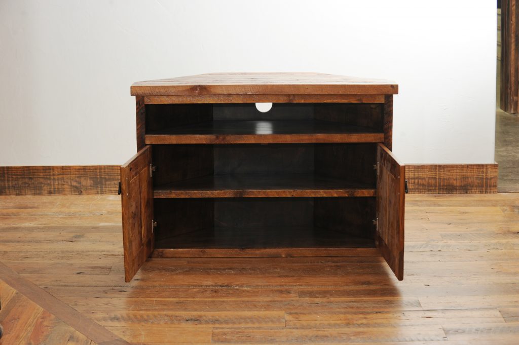 Rustic Wood Corner Tv Stand With Storage Four Corner