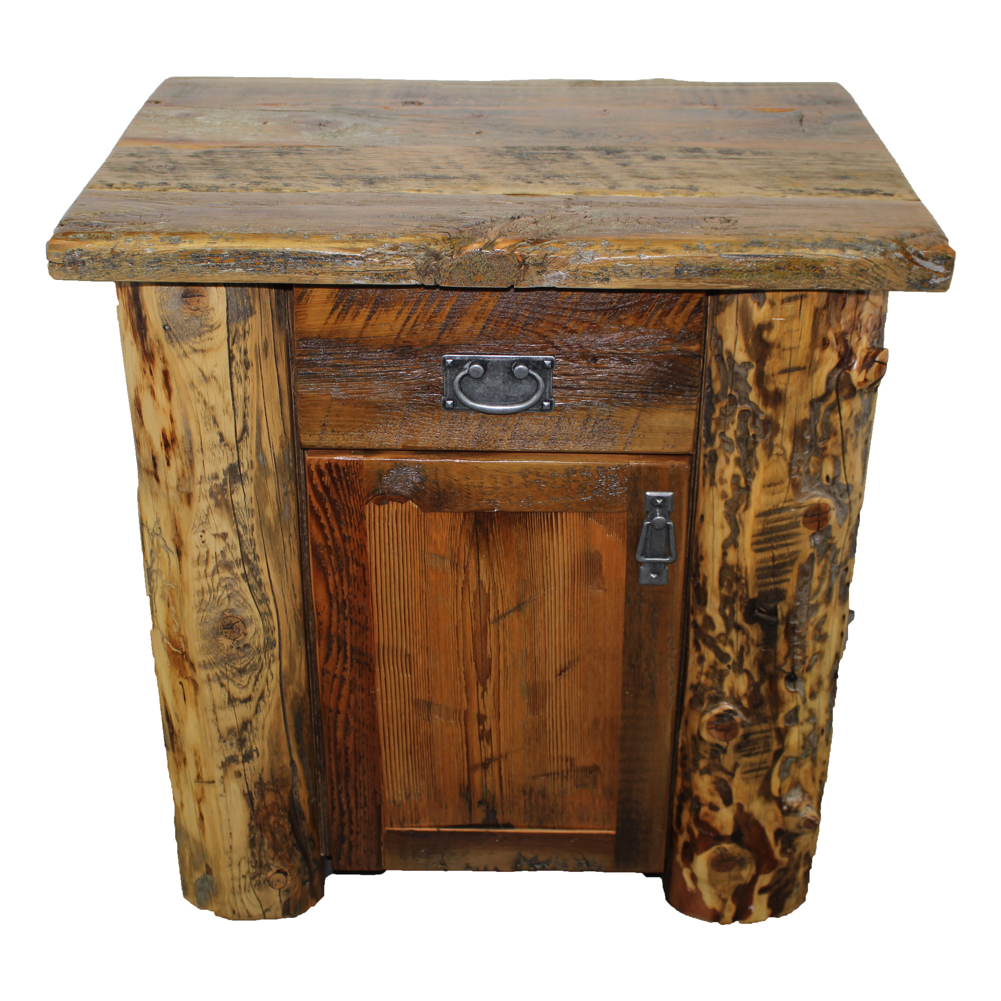 Reclaimed Montana Fence Wood Cabinet Nightstand Four Corner