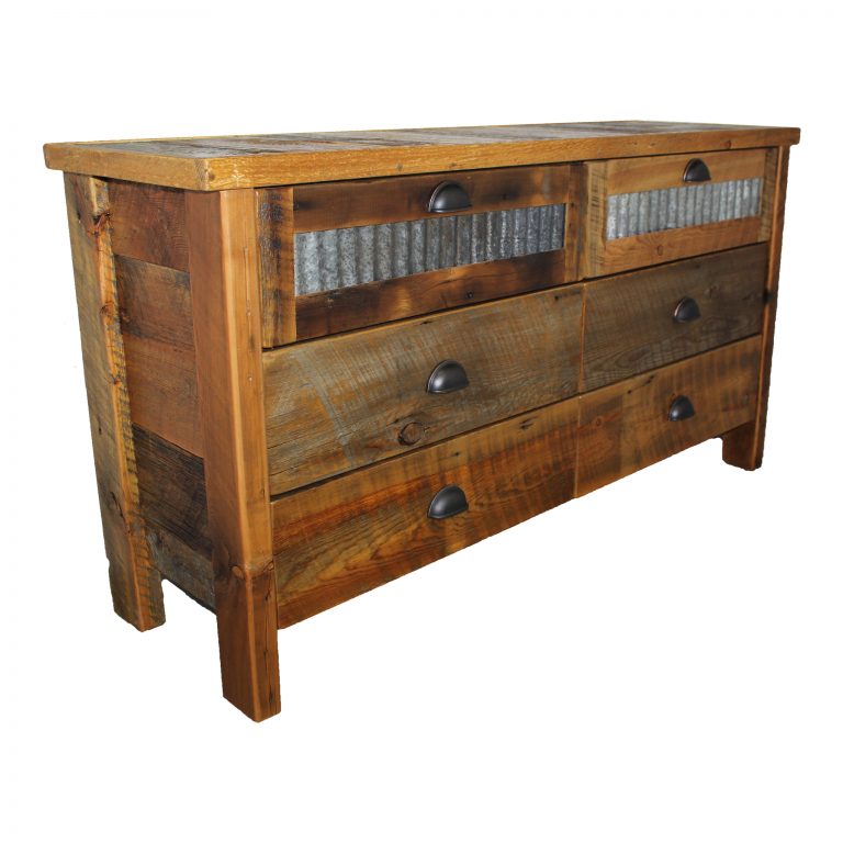 Rustic Reclaimed Wood Dresser With Metal Four Corner Furniture